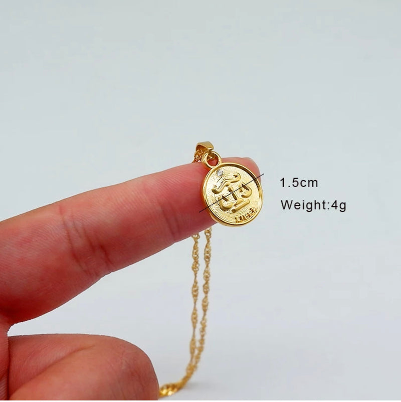 18k gold plated coin shaped zodiac sign pendant necklace chain